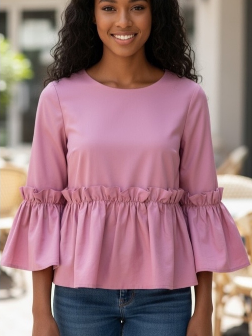Ted Baker London s0 Pink Ruffle Peplum top-looks NEW!